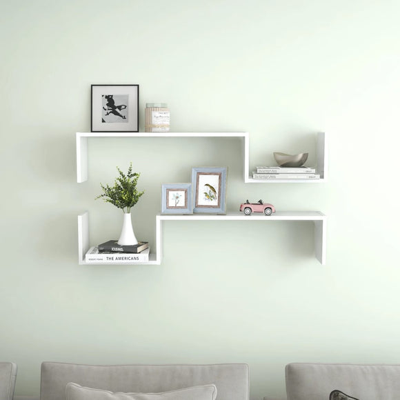 NNEVL Wall Shelves 2 pcs High Gloss White 100x15x20 cm Chipboard