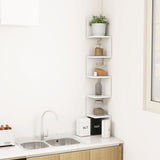 NNEVL Wall Corner Shelf White 20x20x127.5 cm Engineered Wood