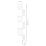 NNEVL Wall Corner Shelf White 20x20x127.5 cm Engineered Wood