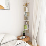 NNEVL Wall Corner Shelf White and Sonoma Oak 20x20x127.5 cm Chipboard