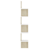 NNEVL Wall Corner Shelf White and Sonoma Oak 20x20x127.5 cm Chipboard