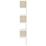 NNEVL Wall Corner Shelf White and Sonoma Oak 20x20x127.5 cm Chipboard