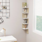 NNEVL Wall Corner Shelf White and Sonoma Oak 20x20x127.5 cm Chipboard