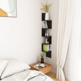 NNEVL Wall Corner Shelf High Gloss Black 20x20x127.5 cm Chipboard
