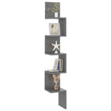 NNEVL Wall Corner Shelf High Gloss Grey 20x20x127.5 cm Chipboard