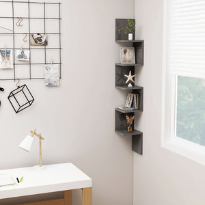 NNEVL Wall Corner Shelf High Gloss Grey 20x20x127.5 cm Chipboard