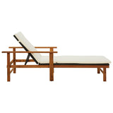 NNEVL Sun Lounger with Cushion Poly Rattan & Solid Acacia Wood Black