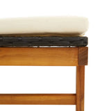 NNEVL Sun Lounger with Cushion Poly Rattan & Solid Acacia Wood Black