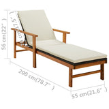 NNEVL Sun Lounger with Cushion Poly Rattan & Solid Acacia Wood Black