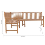 NNEVL Garden Corner Bench 185x185x90 cm Solid Teak Wood