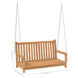 NNEVL Swing Bench Solid Teak Wood 114x60x64 cm