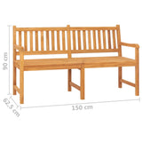 NNEVL 3-Seater Garden Bench with Table 150 cm Solid Teak Wood