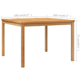 NNEVL Garden Dining Table 110x110x77 cm Solid Teak Wood