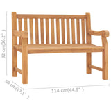 NNEVL Garden Bench 114 cm Solid Teak Wood