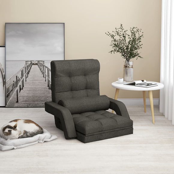 NNEVL Folding Floor Chair with Bed Function Dark Grey Fabric