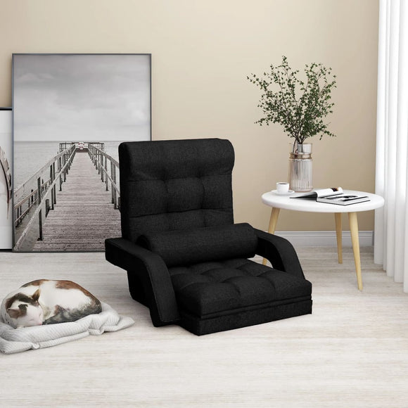 NNEVL Folding Floor Chair with Bed Function Black Fabric