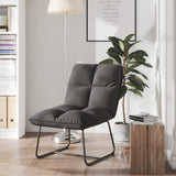 NNEVL Leisure Chair with Metal Frame Dark Grey Velvet