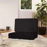 NNEVL Folding Floor Chair Black Faux Leather