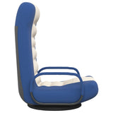 NNEVL Swivel Floor Chair Blue and Cream Fabric