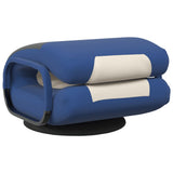 NNEVL Swivel Floor Chair Blue and Cream Fabric