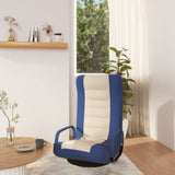 NNEVL Swivel Floor Chair Blue and Cream Fabric