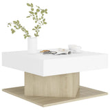 NNEVL Coffee Table White and Sonoma Oak 57x57x30 cm Chipboard