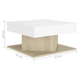 NNEVL Coffee Table White and Sonoma Oak 57x57x30 cm Chipboard