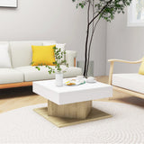 NNEVL Coffee Table White and Sonoma Oak 57x57x30 cm Chipboard