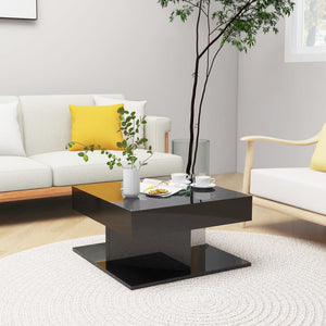 NNEVL Coffee Table High Gloss Black 57x57x30 cm Chipboard