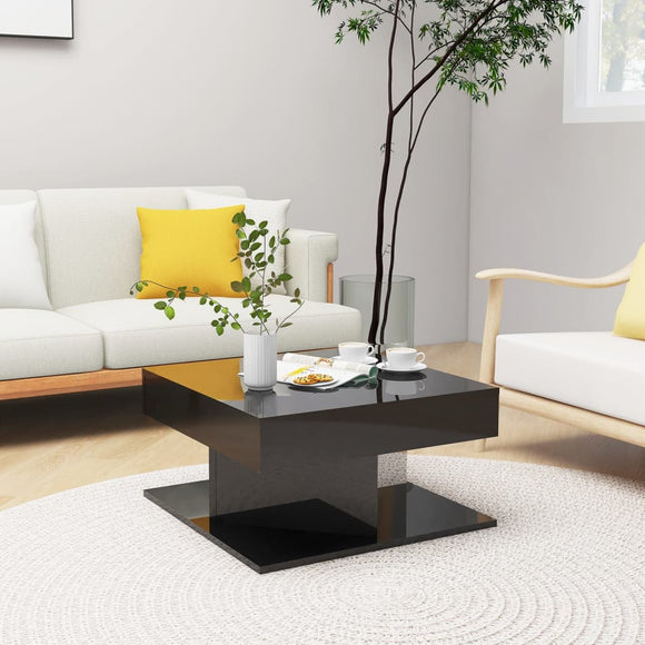 NNEVL Coffee Table High Gloss Black 57x57x30 cm Chipboard