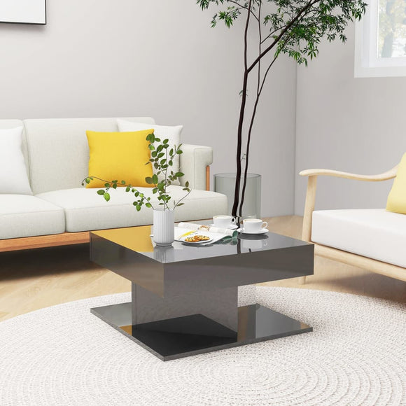 NNEVL Coffee Table High Gloss Grey 57x57x30 cm Chipboard