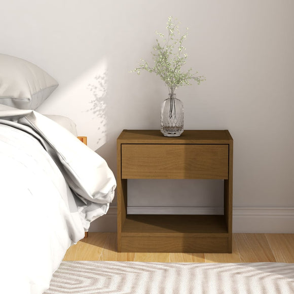 NNEVL Bedside Cabinet Honey Brown 40x31x40 cm Solid Pinewood