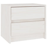 NNEVL Bedside Cabinet White 40x30.5x35.5 cm Solid Pine Wood