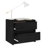 NNEVL Bedside Cabinet Black 40x30.5x35.5 cm Solid Pine Wood