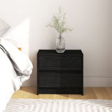 NNEVL Bedside Cabinet Black 40x30.5x35.5 cm Solid Pine Wood