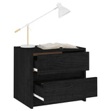 NNEVL Bedside Cabinets 2 pcs Black 40x30.5x35.5 cm Solid Pine Wood