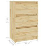 NNEVL Bedside Cabinet 40x29.5x64 cm Solid Pine Wood