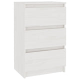 NNEVL Bedside Cabinet White 40x29.5x64 cm Solid Pine Wood