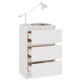 NNEVL Bedside Cabinet White 40x29.5x64 cm Solid Pine Wood