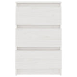 NNEVL Bedside Cabinet White 40x29.5x64 cm Solid Pine Wood