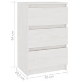 NNEVL Bedside Cabinet White 40x29.5x64 cm Solid Pine Wood