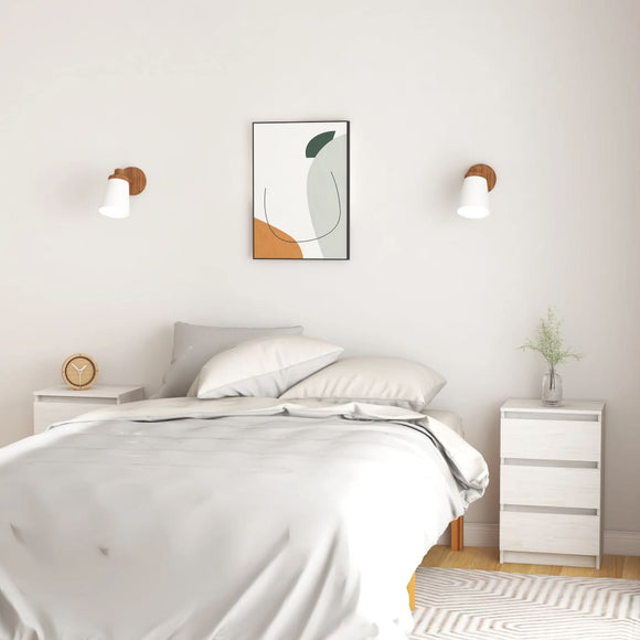 NNEVL Bedside Cabinets 2 pcs White 40x29.5x64 cm Solid Pine Wood
