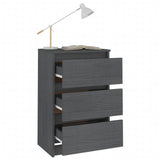 NNEVL Bedside Cabinet Grey 40x29.5x64 cm Solid Pine Wood