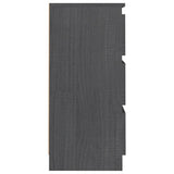 NNEVL Bedside Cabinet Grey 40x29.5x64 cm Solid Pine Wood