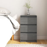 NNEVL Bedside Cabinet Grey 40x29.5x64 cm Solid Pine Wood