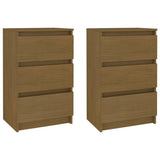 NNEVL Bedside Cabinets 2 pcs Honey Brown Solid Pine Wood