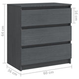 NNEVL Bedside Cabinet Grey 60x36x64 cm Solid Pinewood