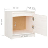 NNEVL Bedside Cabinet White 40x30.5x40 cm Solid Pinewood