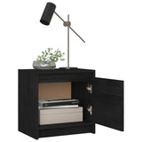 NNEVL Bedside Cabinet Black 40x30.5x40 cm Solid Pinewood