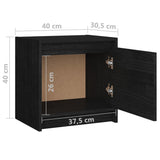 NNEVL Bedside Cabinet Black 40x30.5x40 cm Solid Pinewood